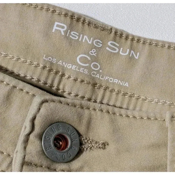 Rising Sun and Co Khaki Beige Tan Slim Straight Pants Size 34 x 32 Cotton Blend - Picture 4 of 6